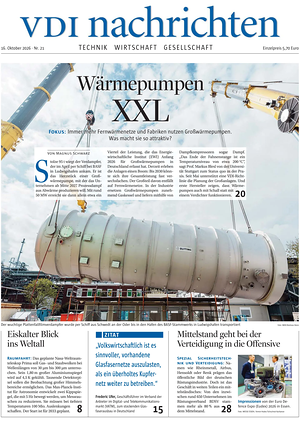 Titelseite von VDI Nachrichten heute - Wirtschaftszeitungen