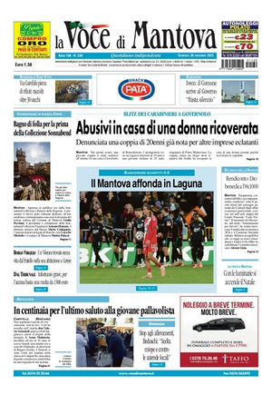 Prima pagina La Voce di Mantova di oggi - Quotidiano regionale