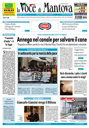 Prima pagina La Voce di Mantova di oggi - Quotidiano regionale