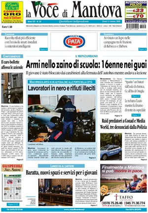 Prima pagina La Voce di Mantova di oggi - Quotidiano regionale