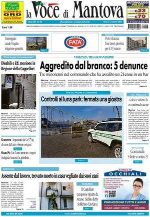 Prima pagina La Voce di Mantova di oggi - Quotidiano regionale