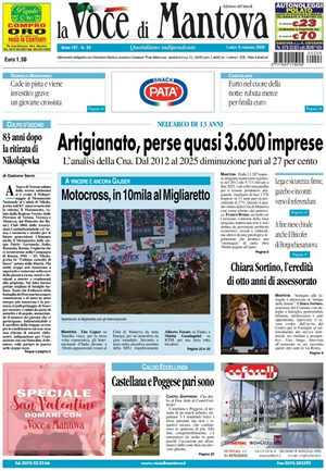 Prima pagina La Voce di Mantova di oggi - Quotidiano regionale