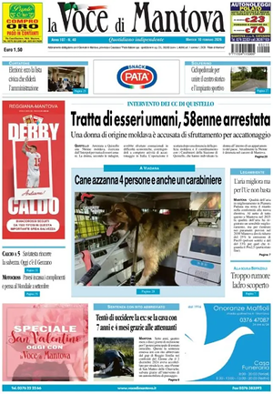Prima pagina La Voce di Mantova di oggi - Quotidiano regionale