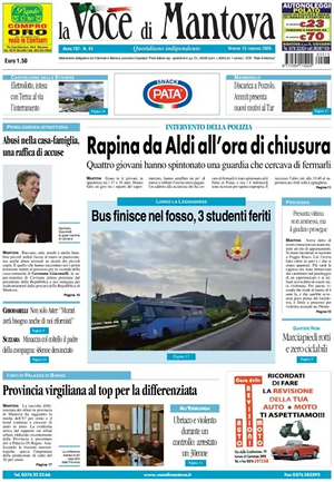 Prima pagina La Voce di Mantova di oggi - Quotidiano regionale