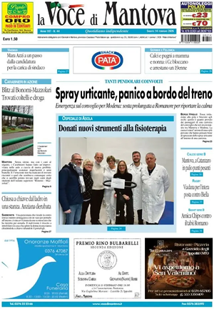 Prima pagina La Voce di Mantova di oggi - Quotidiano regionale