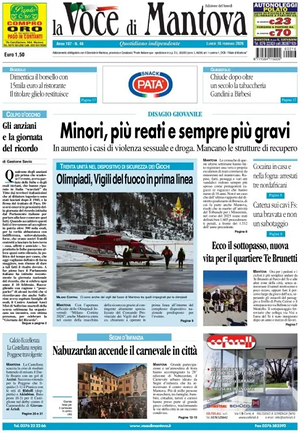 Prima pagina La Voce di Mantova di oggi - Quotidiano regionale