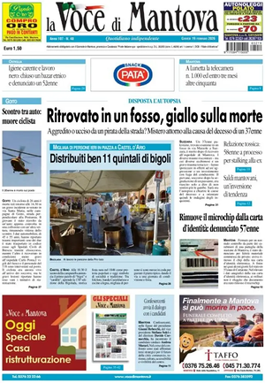 Prima pagina La Voce di Mantova di oggi - Quotidiano regionale