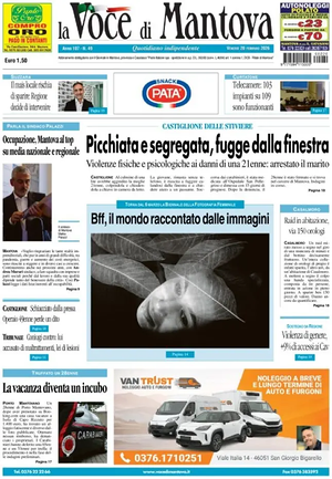 Prima pagina La Voce di Mantova di oggi - Quotidiano regionale