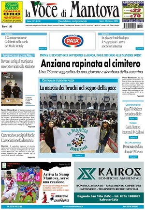 Prima pagina La Voce di Mantova di oggi - Quotidiano regionale