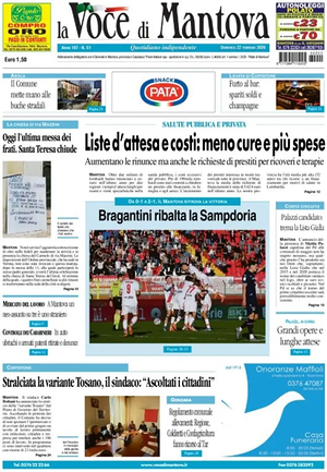 Prima pagina La Voce di Mantova di oggi - Quotidiano regionale