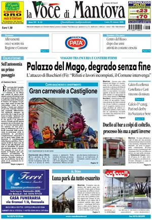 Prima pagina La Voce di Mantova di oggi - Quotidiano regionale