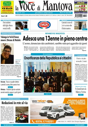 Prima pagina La Voce di Mantova di oggi - Quotidiano regionale