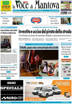 Prima pagina La Voce di Mantova di oggi - Quotidiano regionale