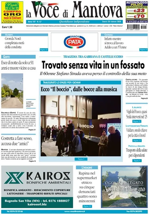 Prima pagina La Voce di Mantova di oggi - Quotidiano regionale