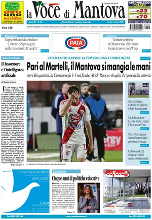 Prima pagina La Voce di Mantova di oggi - Quotidiano regionale
