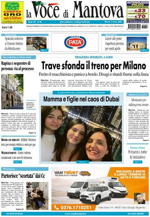 Prima pagina La Voce di Mantova di oggi - Quotidiano regionale