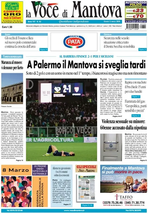 Prima pagina La Voce di Mantova di oggi - Quotidiano regionale