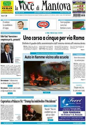 Prima pagina La Voce di Mantova di oggi - Quotidiano regionale