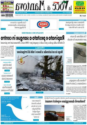Prima pagina La Voce di Mantova di oggi - Quotidiano regionale