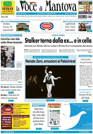 Prima pagina La Voce di Mantova di oggi - Quotidiano regionale