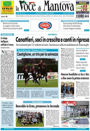Prima pagina La Voce di Mantova di oggi - Quotidiano regionale