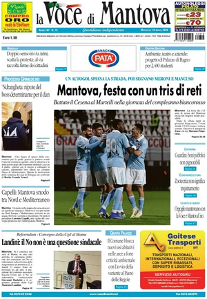 Prima pagina La Voce di Mantova di oggi - Quotidiano regionale