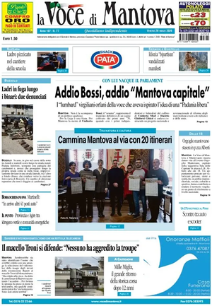 Prima pagina La Voce di Mantova di oggi - Quotidiano regionale