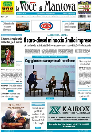 Prima pagina La Voce di Mantova di oggi - Quotidiano regionale