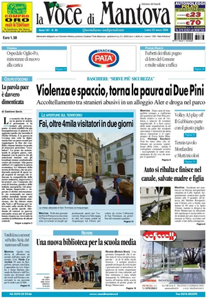 Prima pagina La Voce di Mantova di oggi - Quotidiano regionale