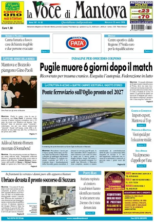 Prima pagina La Voce di Mantova di oggi - Quotidiano regionale