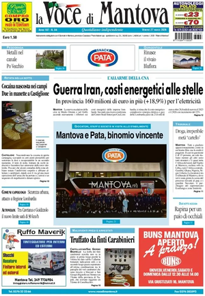 Prima pagina La Voce di Mantova di oggi - Quotidiano regionale