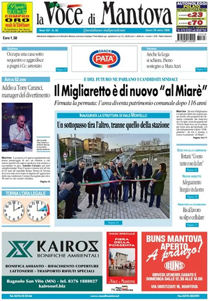 Prima pagina La Voce di Mantova di oggi - Quotidiano regionale