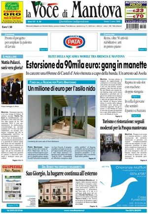 Prima pagina La Voce di Mantova di oggi - Quotidiano regionale