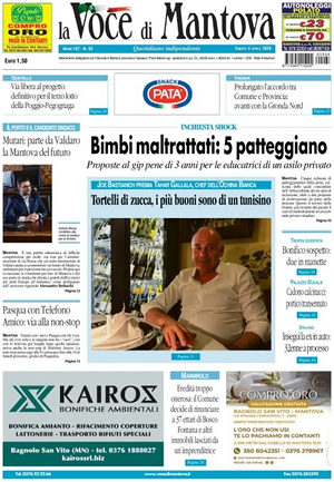 Prima pagina La Voce di Mantova di oggi - Quotidiano regionale