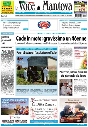 Prima pagina La Voce di Mantova di oggi - Quotidiano regionale