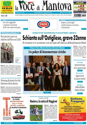 Prima pagina La Voce di Mantova di oggi - Quotidiano regionale