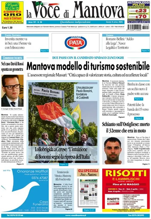 Prima pagina La Voce di Mantova di oggi - Quotidiano regionale