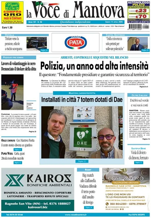 Prima pagina La Voce di Mantova di oggi - Quotidiano regionale