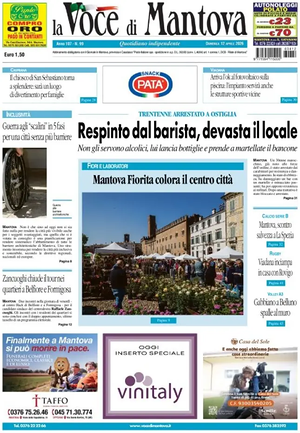 Prima pagina La Voce di Mantova di oggi - Quotidiano regionale