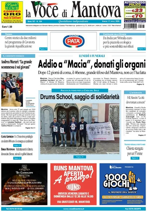 Prima pagina La Voce di Mantova di oggi - Quotidiano regionale