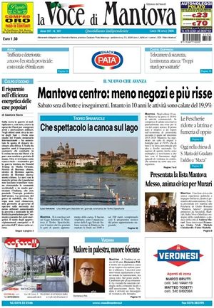 Prima pagina La Voce di Mantova di oggi - Quotidiano regionale