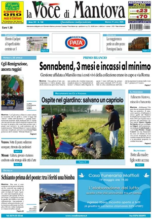Prima pagina La Voce di Mantova di oggi - Quotidiano regionale