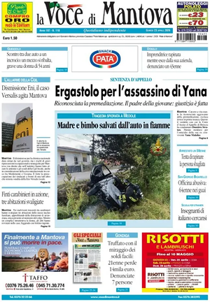 Prima pagina La Voce di Mantova di oggi - Quotidiano regionale