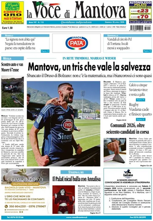 Prima pagina La Voce di Mantova di oggi - Quotidiano regionale