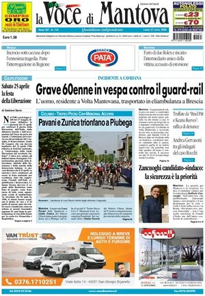 Prima pagina La Voce di Mantova di oggi - Quotidiano regionale