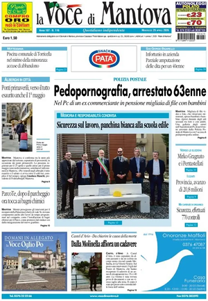 Prima pagina La Voce di Mantova di oggi - Quotidiano regionale