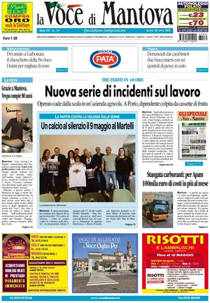 Prima pagina La Voce di Mantova di oggi - Quotidiano regionale