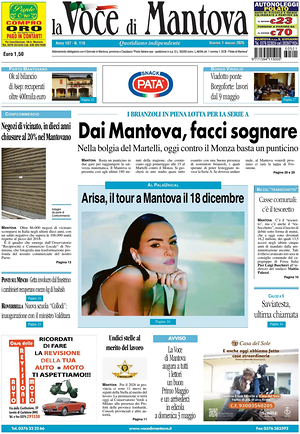 Prima pagina La Voce di Mantova di oggi - Quotidiano regionale