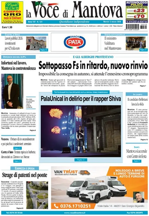 Prima pagina La Voce di Mantova di oggi - Quotidiano regionale