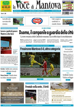Prima pagina La Voce di Mantova di oggi - Quotidiano regionale